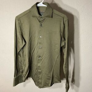 Banana Republic Mens Relaxed Cotton Long Sleeve Button Up Shirt Green Small
